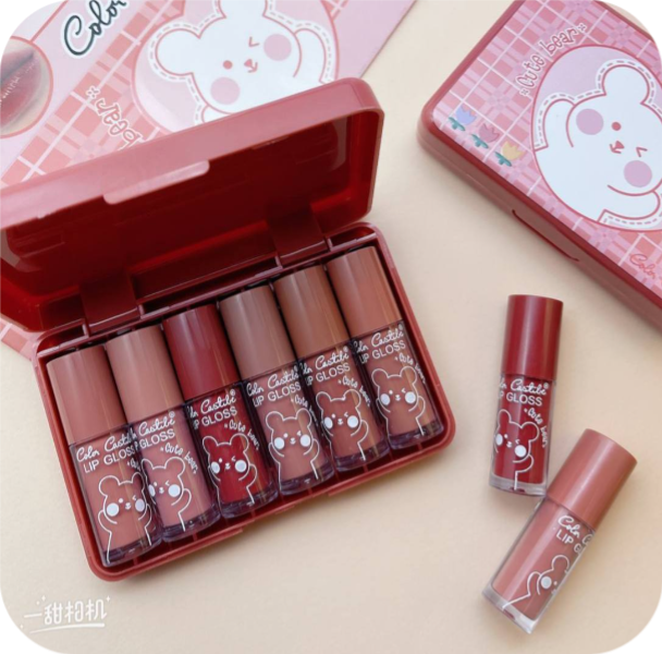 لب مایع مینی کالر کستل Cute Bear طرح خرس – پک ۶ عددی