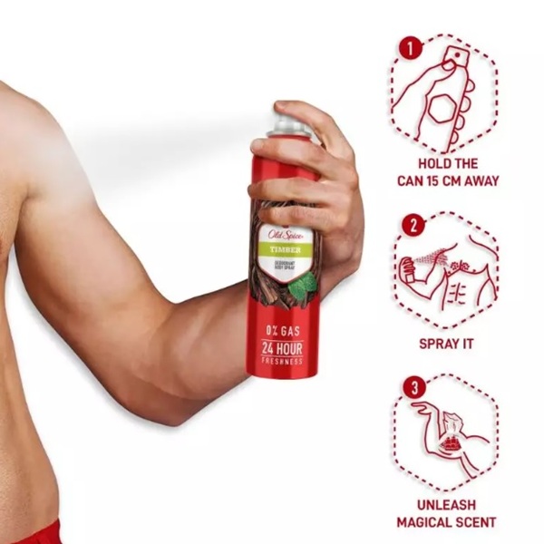 اسپری دئودورانت بدن Old Spice مدل Timber