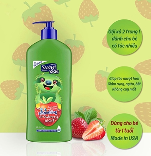 شامپو کودک Suave Kids مدل Smoothing Strawberry Blast 2in1 